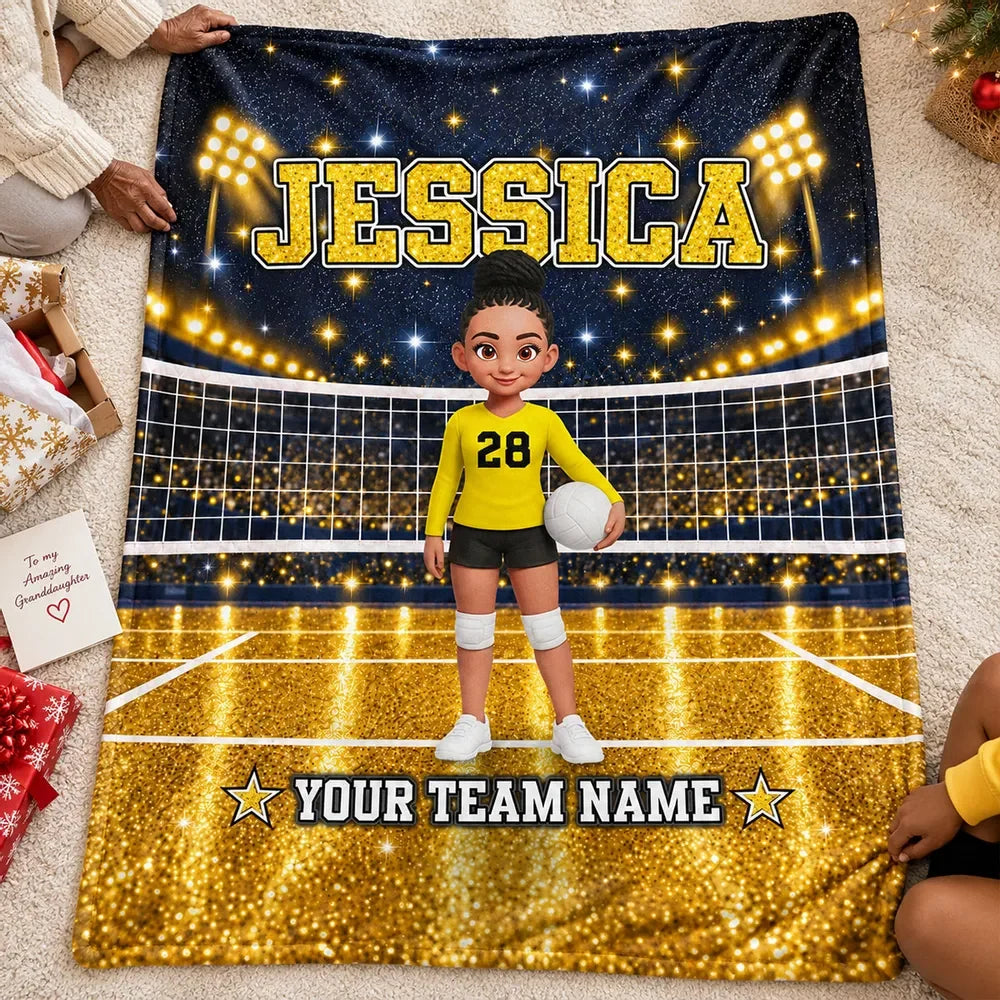 Team Spirit Personalized Volleyball Blanket - Custom Christmas Gift for Players