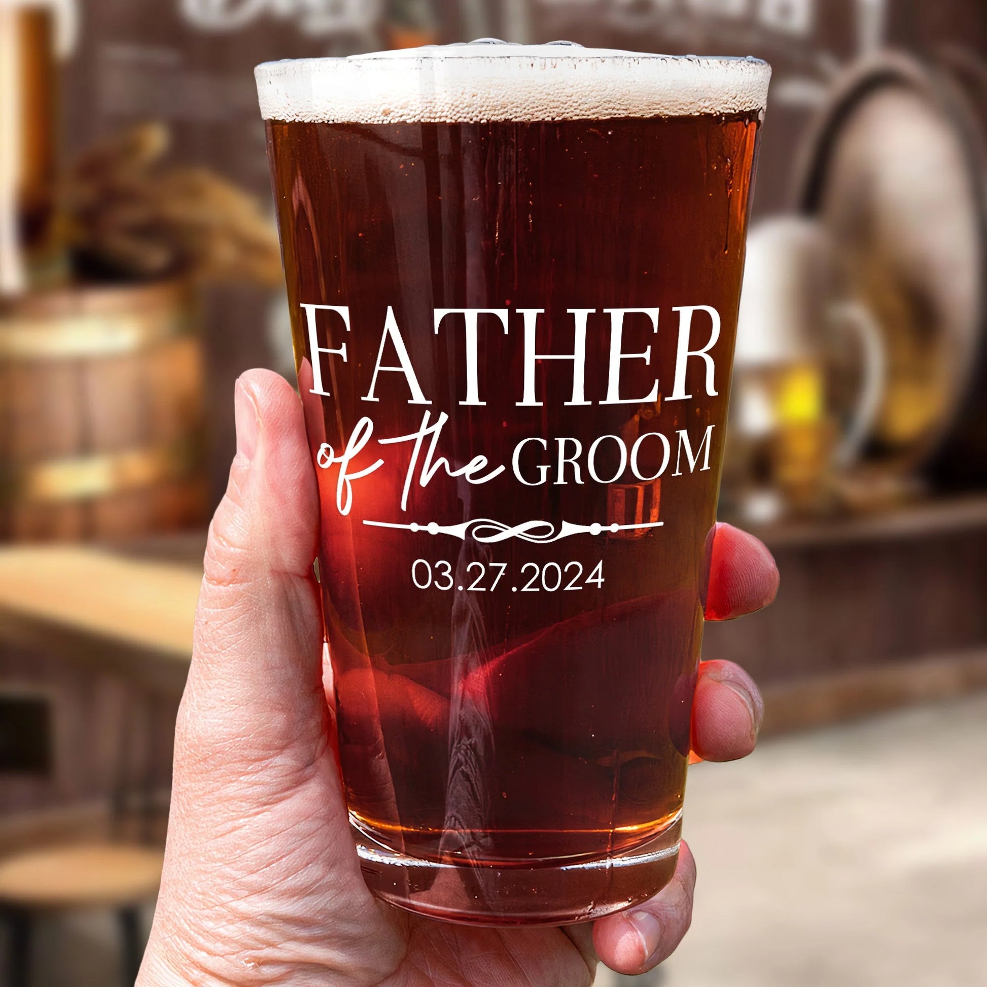 Tumbler material and size view - Custom Father Of The Groom Beer Glass