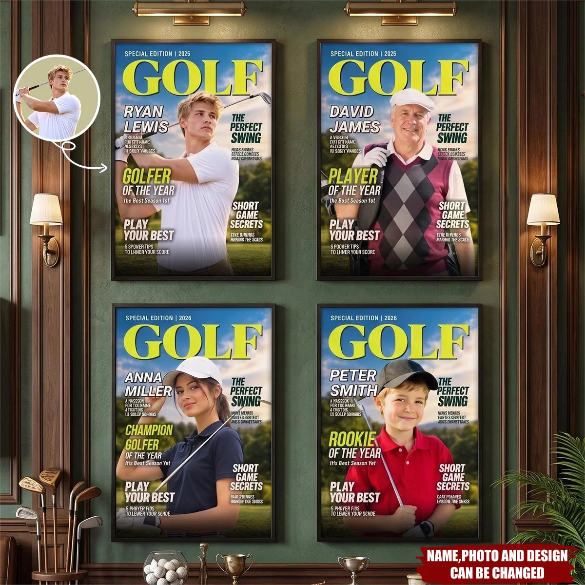 Golfer of the Year Custom Photo Canvas / Poster - Personalized Golf Wall Art for Dad