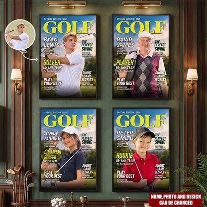 Golfer of the Year Custom Photo Canvas / Poster - Personalized Golf Wall Art for Dad