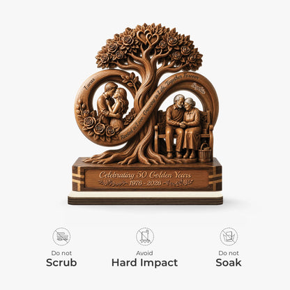 Personalized 50th Golden Anniversary Wooden Plaque - Custom Couple Tree Keepsake Gift