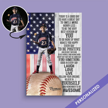 Today Is A Good Day Personalized Baseball Canvas / Poster - Custom Photo Wall Art Gift
