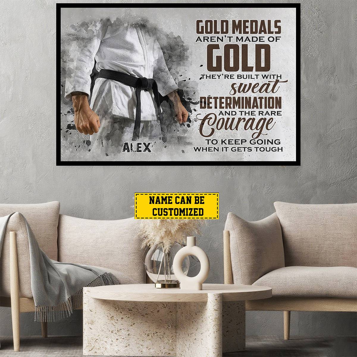 Custom Jiu Jitsu Canvas Print for Boyfriend with personalized design details for meaningful gifting image 6