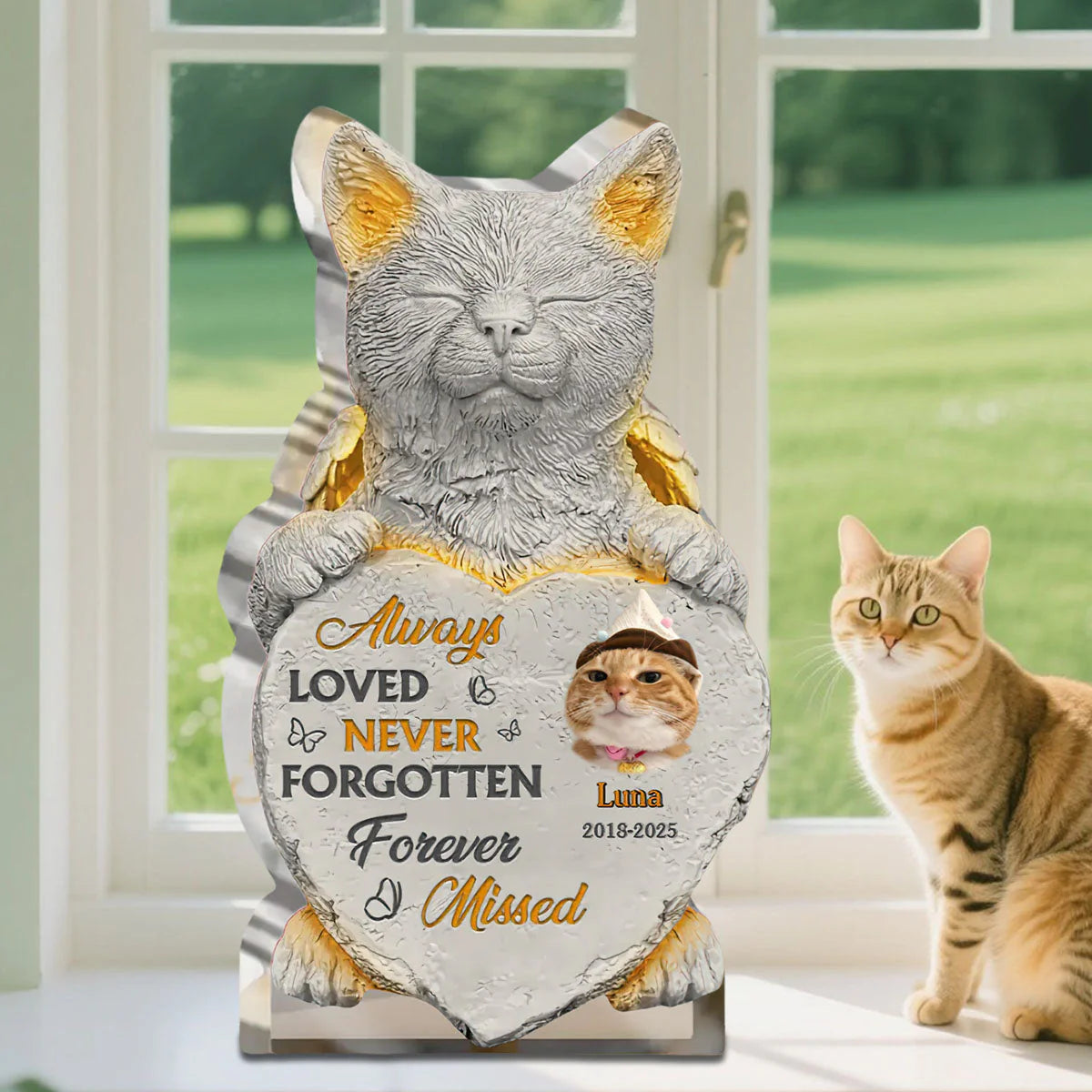 Custom Cat Memorial Acrylic Plaque personalization view for Cat Lovers