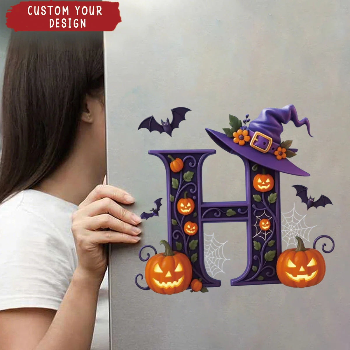 Witchy Monogram Personalized Halloween Letter Decal - Custom Fall Decor for Besties & Family