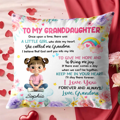 "To My Granddaughter, the Little Girl Who Stole My Heart" Personalized Pillow - Custom Keepsake Gift from Grandma