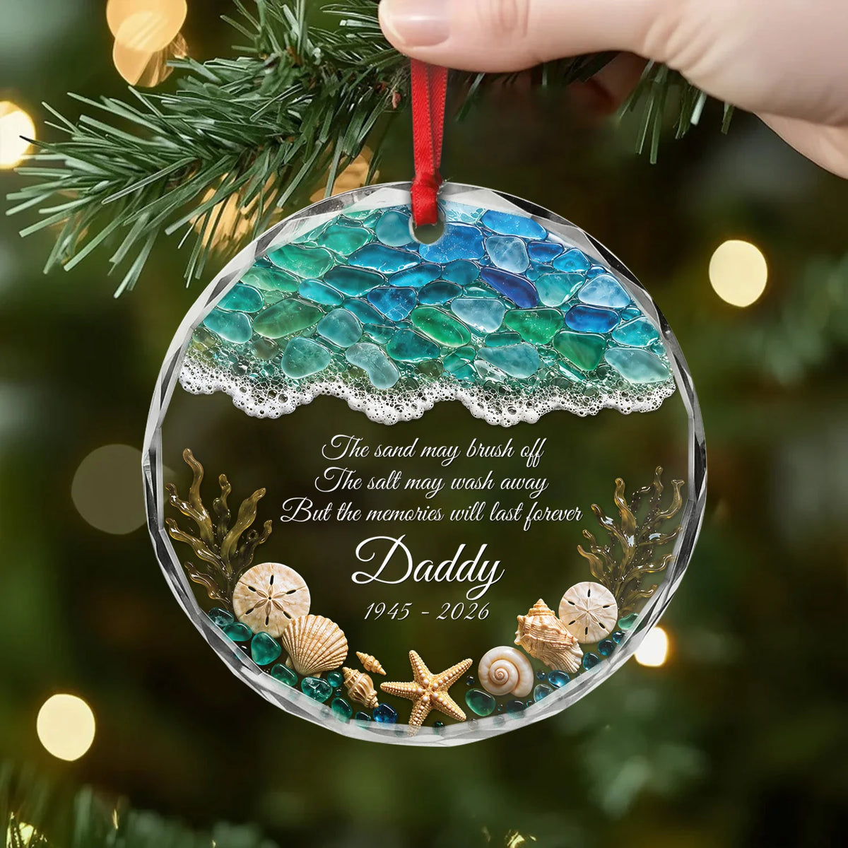 The Sand May Brush Off Personalized Memorial Glass Ornament - Custom Keepsake for Loss of Loved One