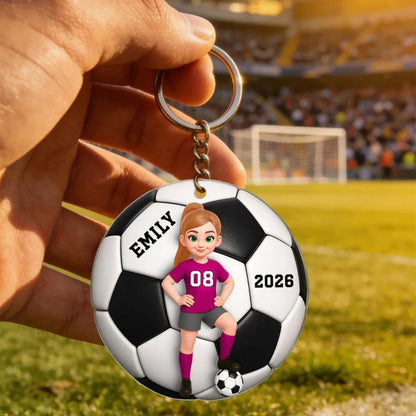 Personalized Soccer Keychain for Daughter/Granddaughter with personalized design details for meaningful gifting image 6