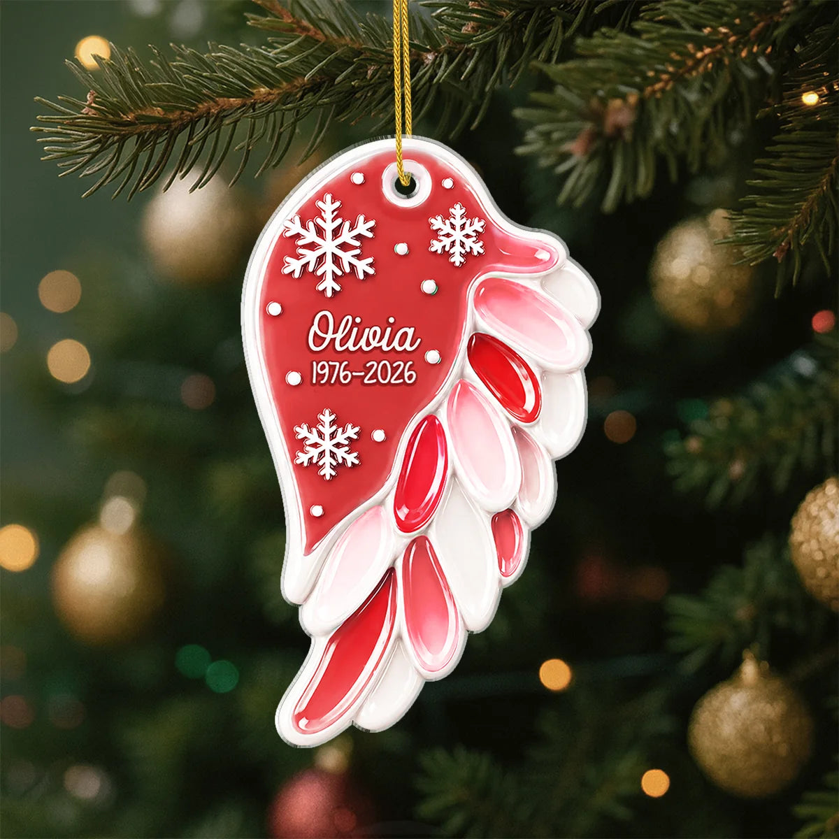 Angel Wing Memorial Keepsake Personalized Acrylic Ornament - Mom Dad In Loving Memory Christmas Remembrance Gift