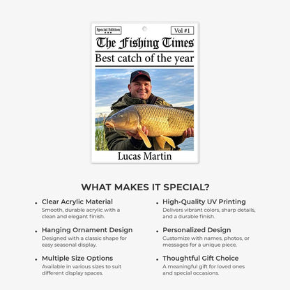 Best Catch Of The Year Personalized Acrylic Ornament - Custom Fishing Gifts for Dad