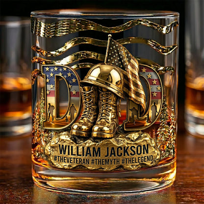 Personalized veteran dad glass with custom name print - unique custom military father gift for holidays