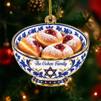 Hanukkah Traditional Cuisine Personalized Acrylic Ornament - Custom Family Holiday Keepsake Gift