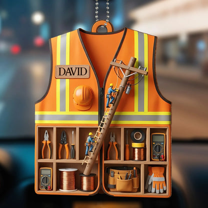Custom Safety Vest And Tools Ornament