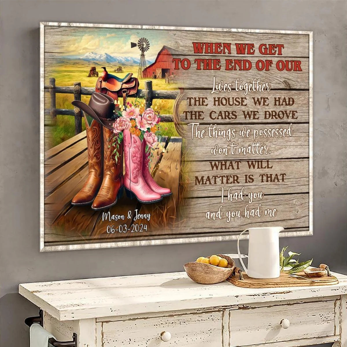 "When We Get To The End Of Our Lives" Personalized Western Couple Canvas / Poster - Anniversary Gift for Wife