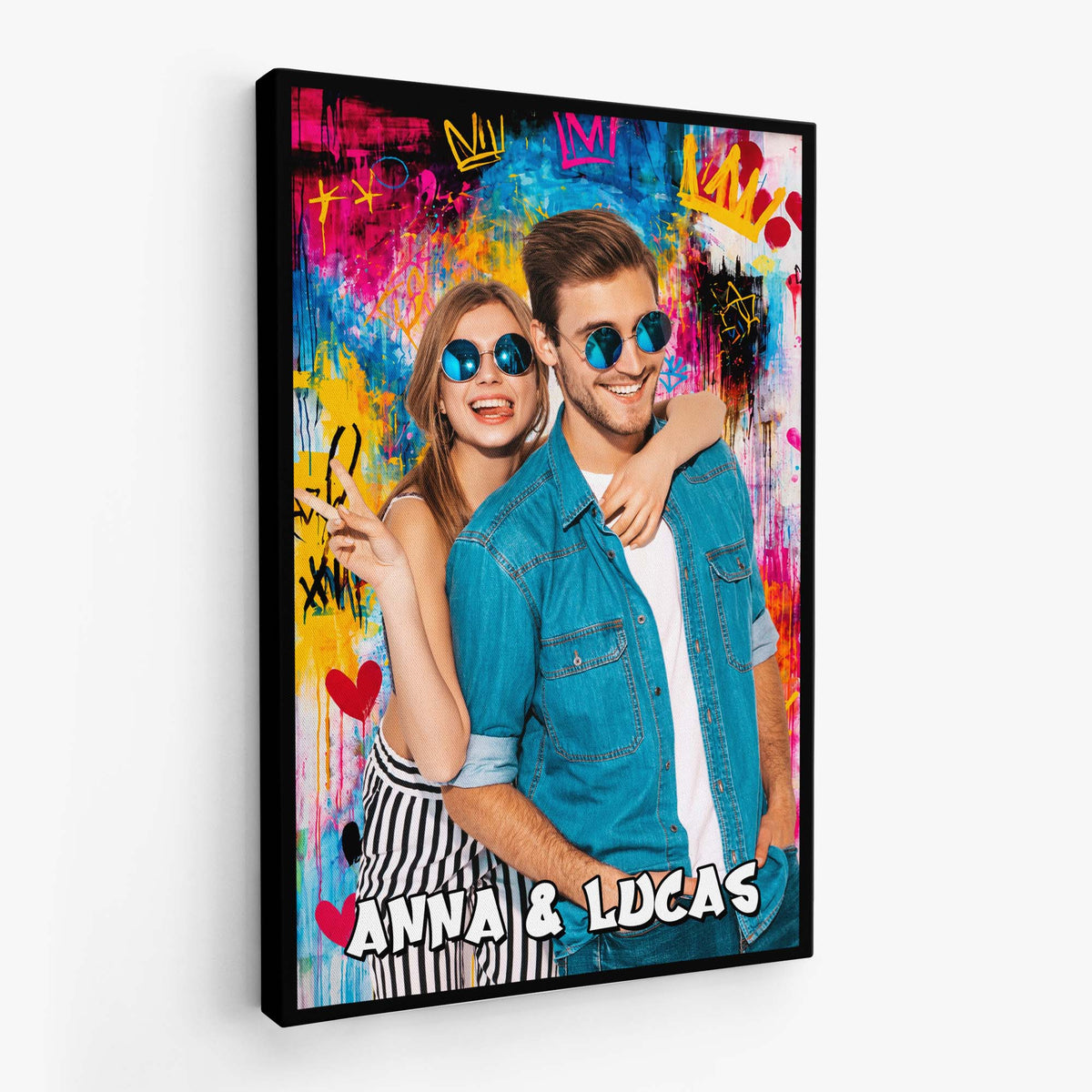 Personalized Graffiti Photo Canvas / Poster - Custom Wall Art Gift for Best Friends & Couples