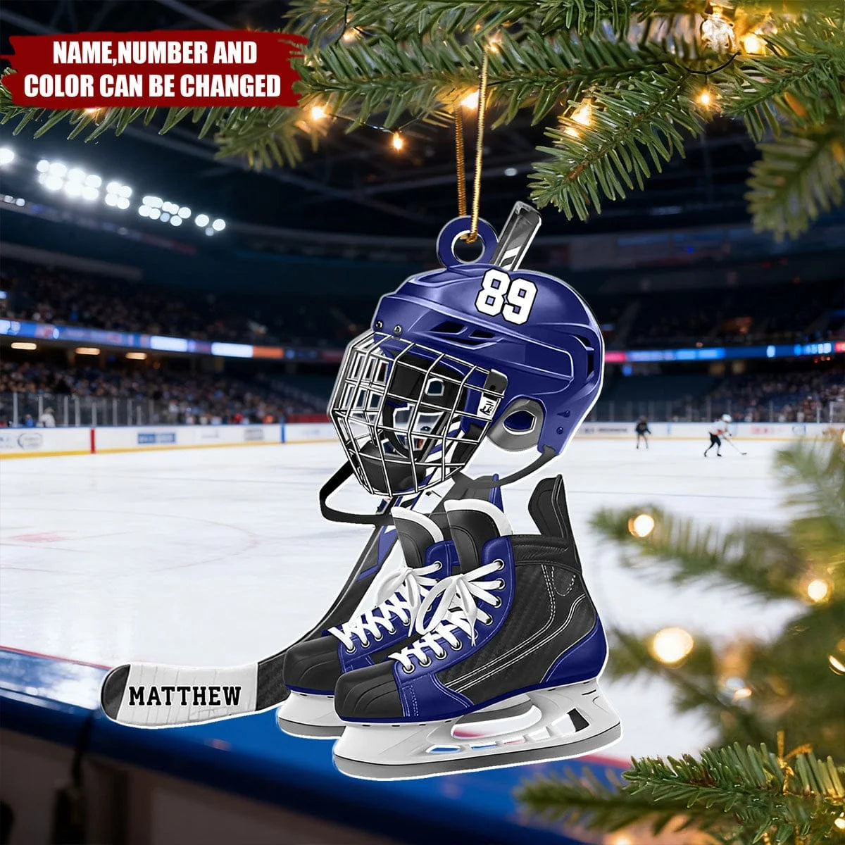 Custom Hockey Gear Acrylic Ornament - Personalized Player Keepsake Gift