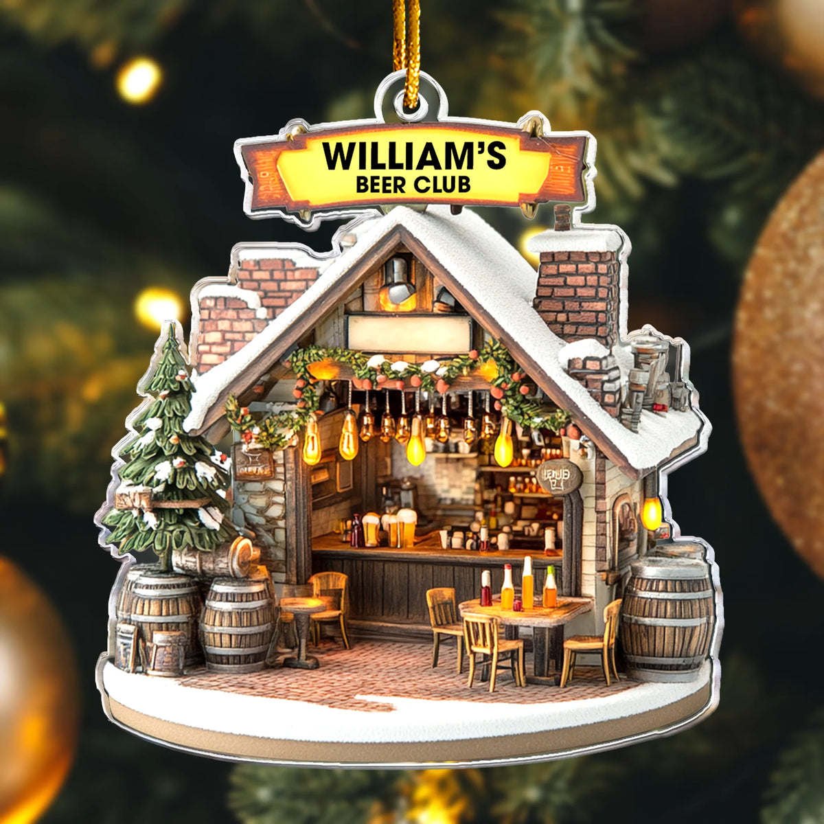 Beer Club Personalized Acrylic Ornament - Custom Pub Keepsake Gift for Craft Beer Lovers