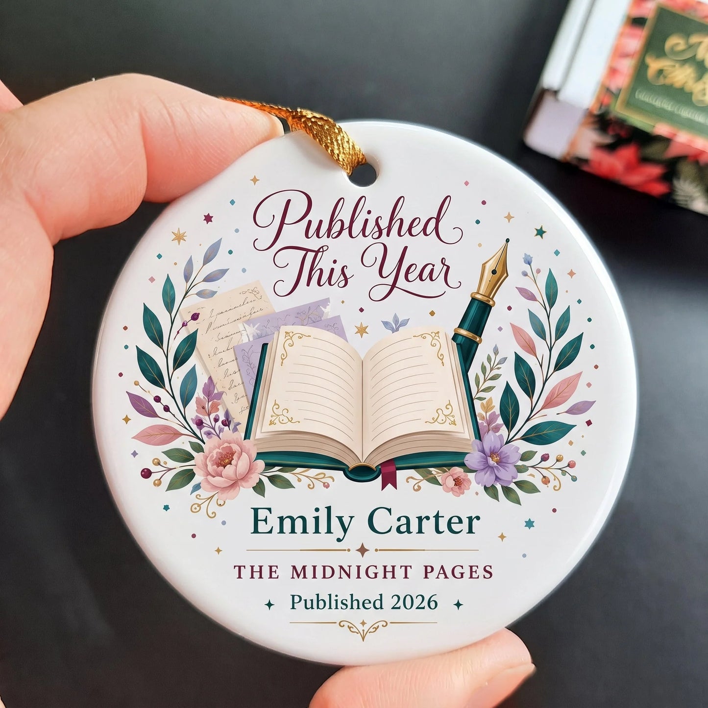 Published This Year Personalized Published Author Ceramic Ornament - Custom Writers Book Lovers Christmas Keepsake Gift