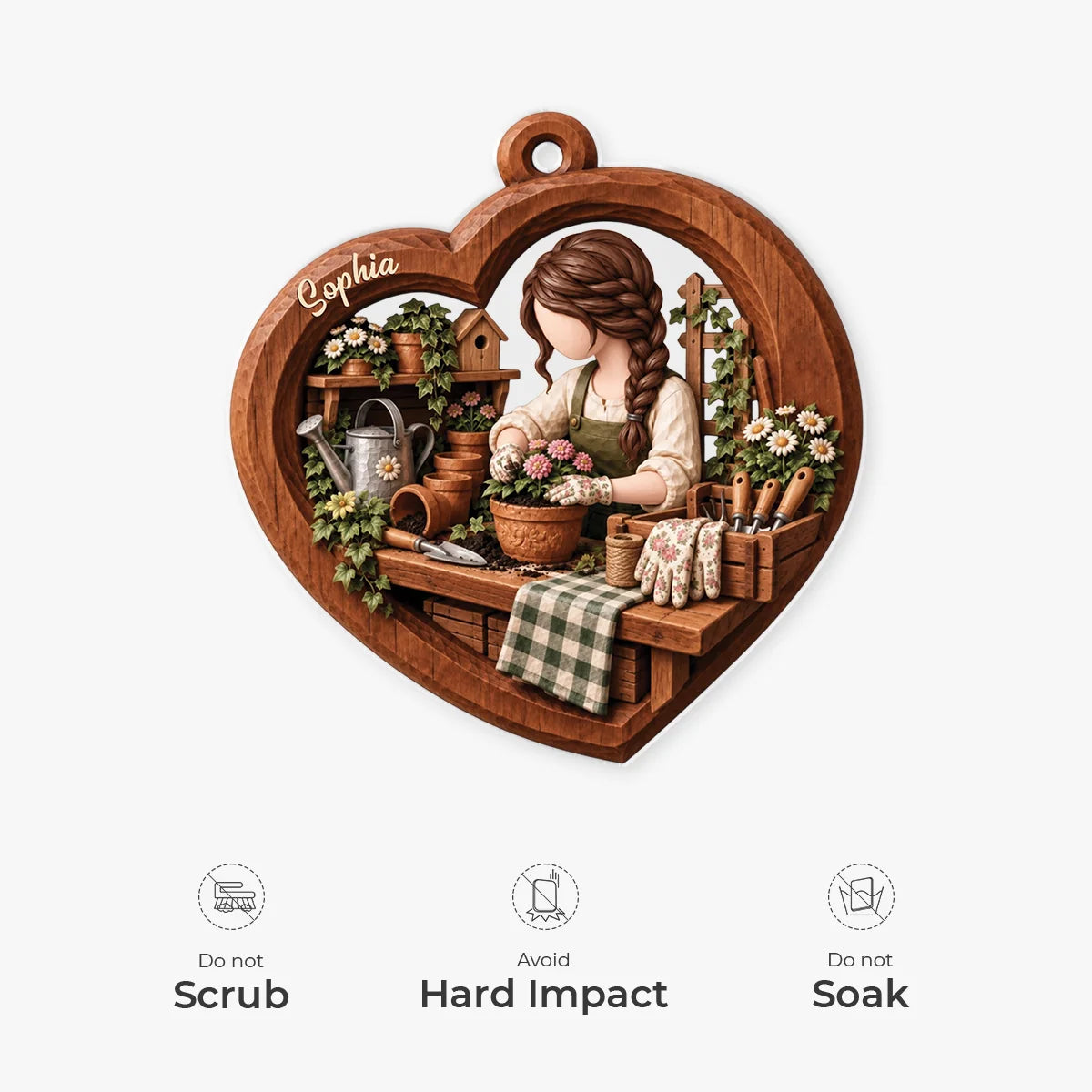 Garden Joy Personalized Garden Acrylic Ornament - Custom Christmas Gift for Mom and Grandma