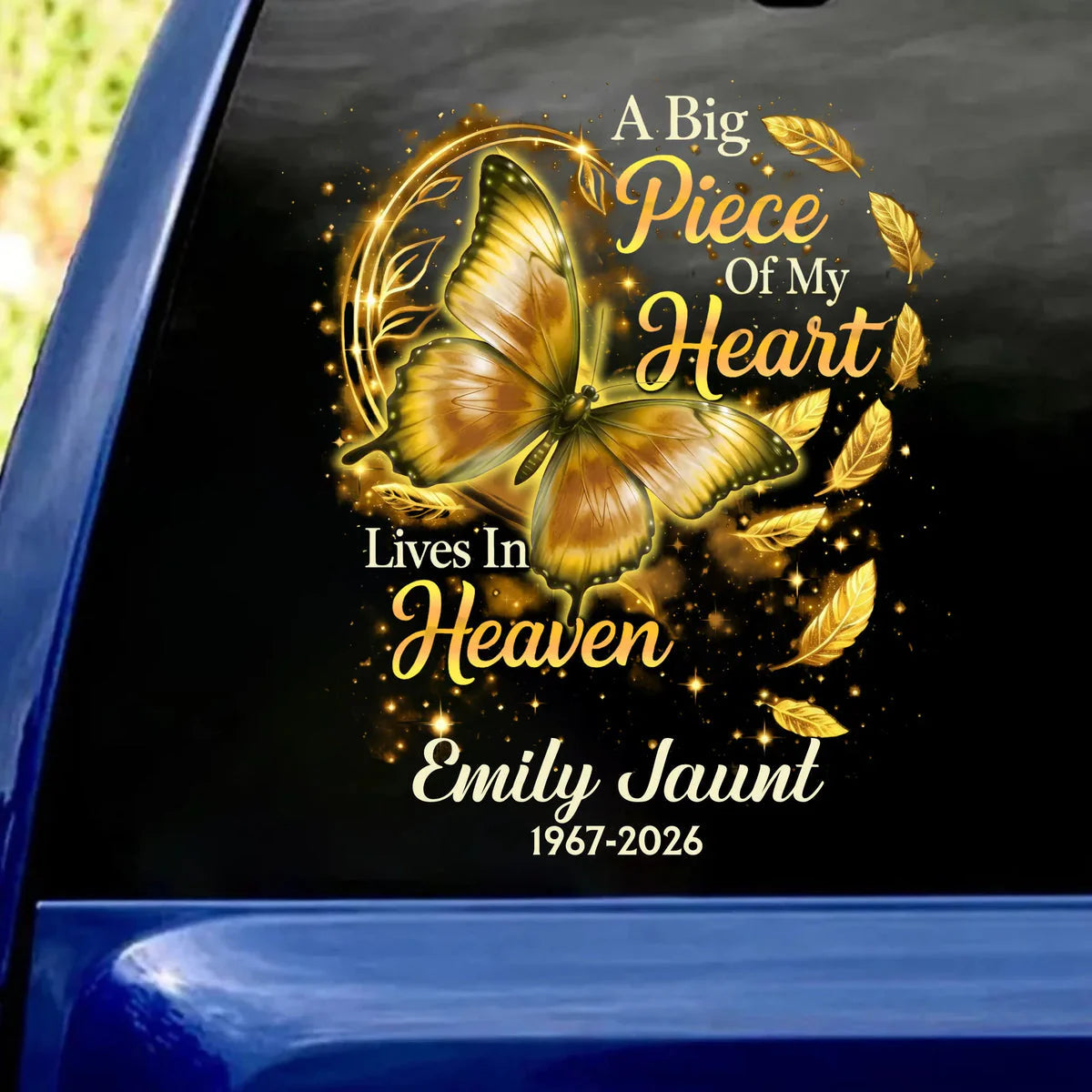Decal / Sticker material and size view - Personalized Butterfly Memorial Decal
