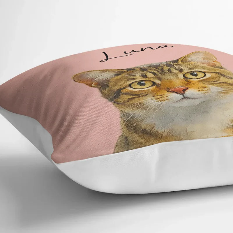 Pillow material and size view - Custom Watercolor Pet Portrait Pillow