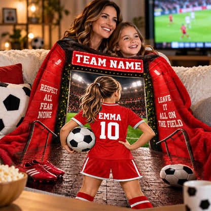 Personalized Soccer Blanket, Custom Soccer Player Blanket with Name & Number, Soccer Mom Gift, Sports Boys & Girl Na02 Hv01