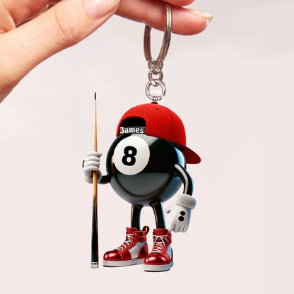 Personalized Name Billiard Keychain - Custom Pool Ball Gift for Billiard Lovers