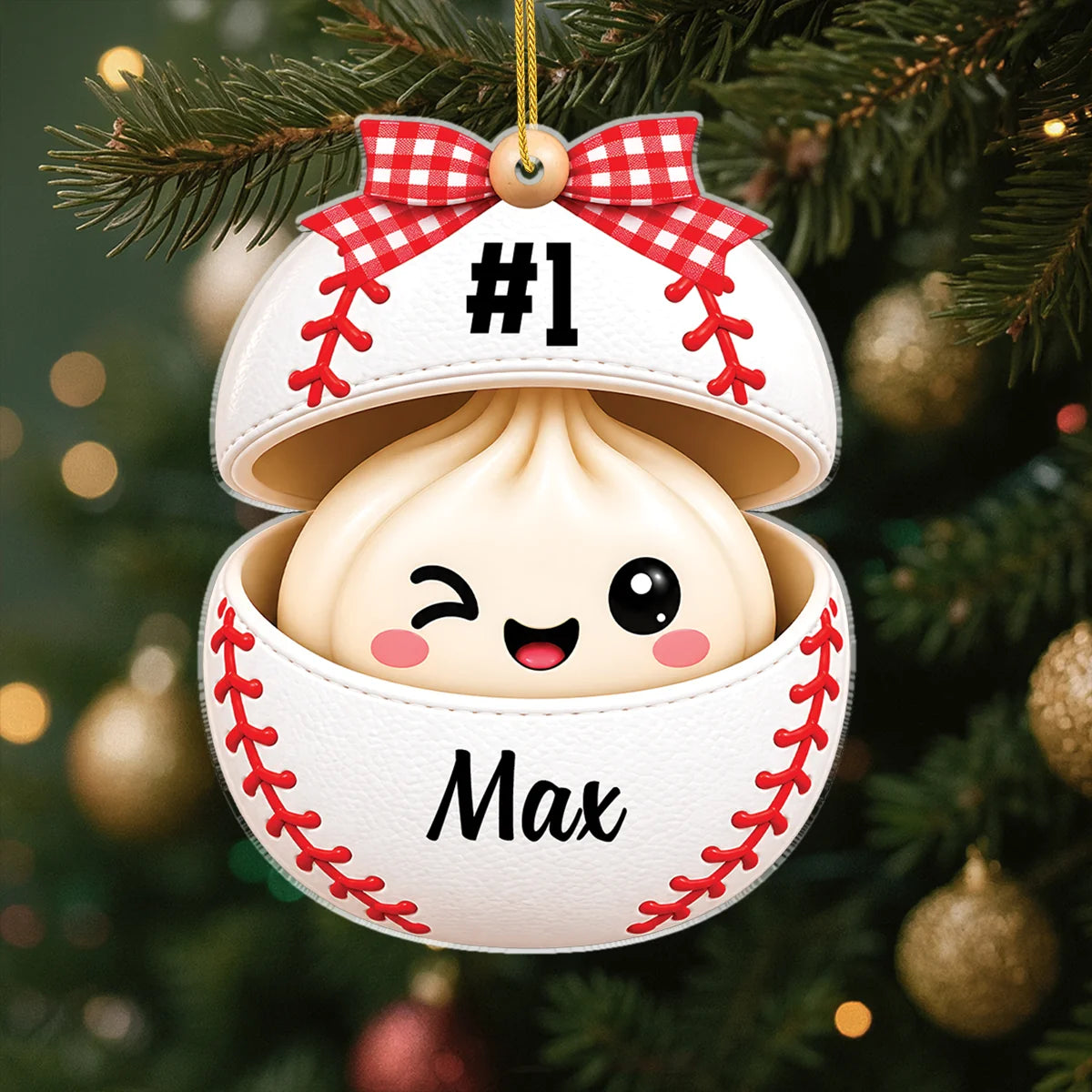 Personalized Sports Dumpling Acrylic Ornament - Custom Keepsake for Kids & Young Athletes