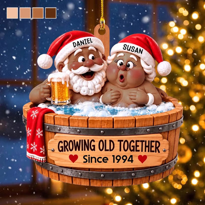 Growing Old Together Personalized Couple Christmas Ornament - Custom Wooden Keepsake for Husband and Wife