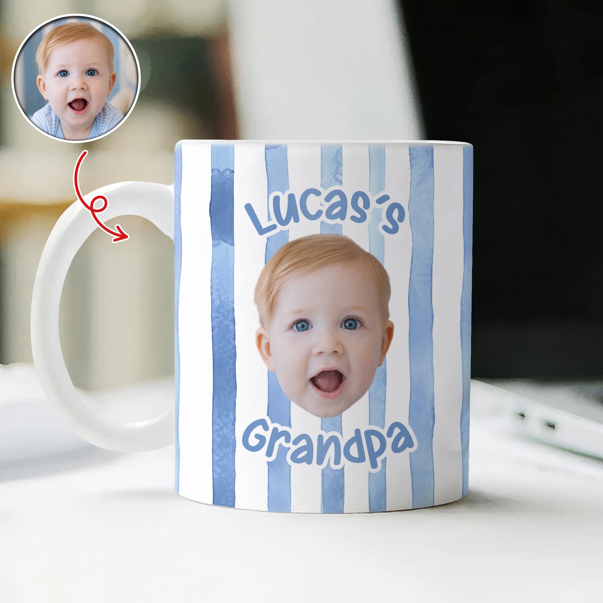 Custom Baby Face Mug personalization view for Grandpa