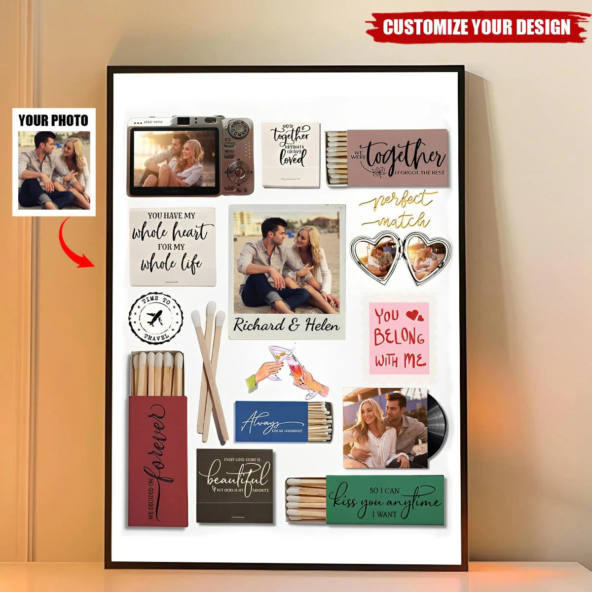 Custom Couple Photo Poster for Couples with personalized design details for meaningful gifting