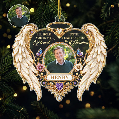 "I'll Hold You In My Heart" Personalized Memorial Acrylic Ornament - Custom Loss Keepsake for Family