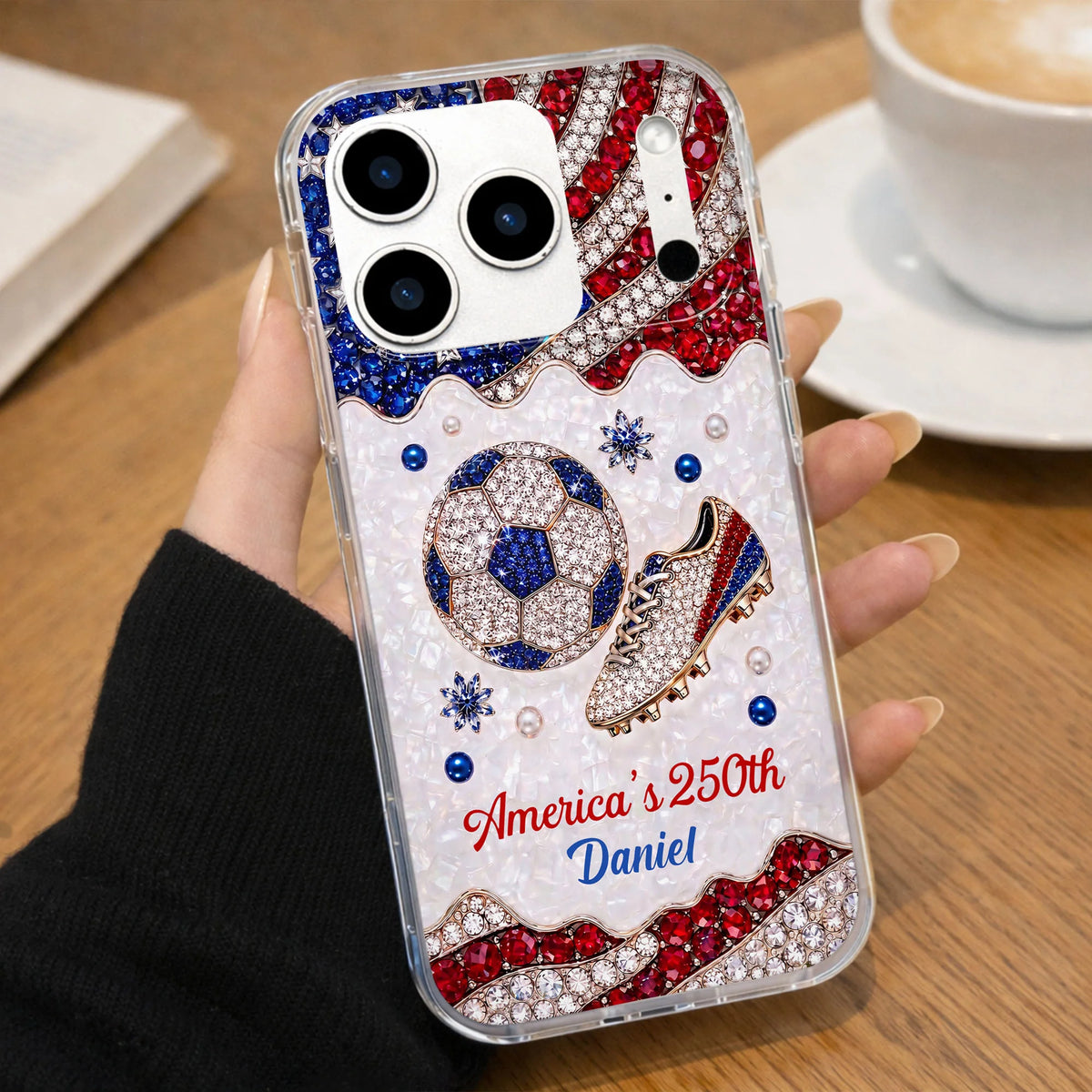 America's 250th Anniversary Personalized Clear Phone Case - Custom Gift for Soccer Lovers