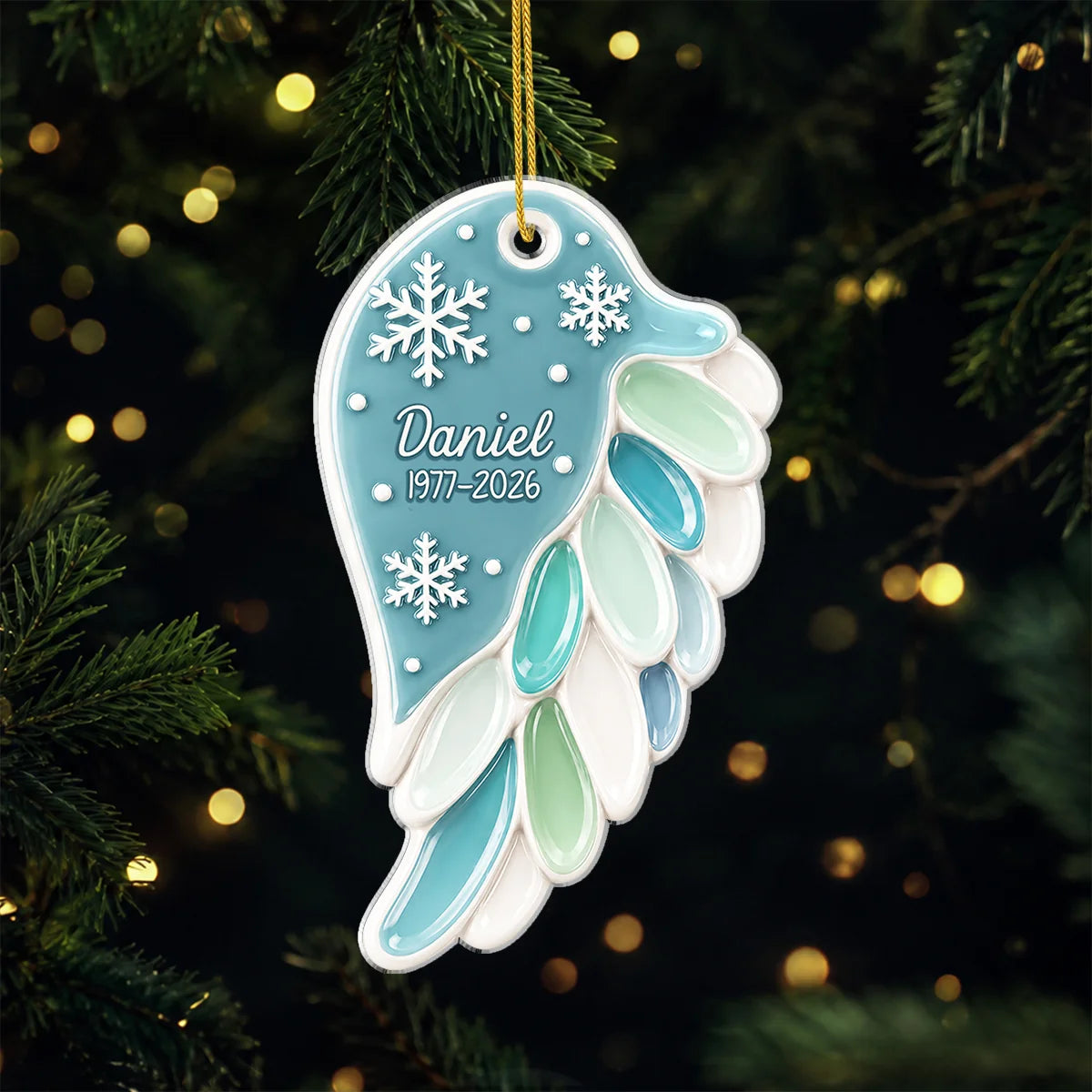 Angel Wing Memorial Keepsake Personalized Acrylic Ornament - Mom Dad In Loving Memory Christmas Remembrance Gift