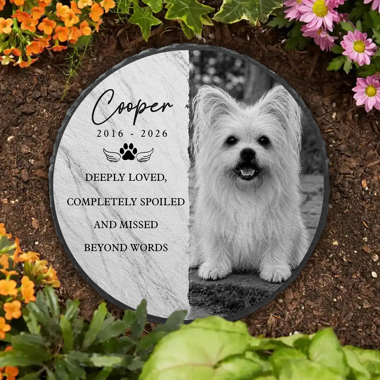 "Deeply Loved" Personalized Pet Memorial Stone - Custom Photo Keepsake Gift