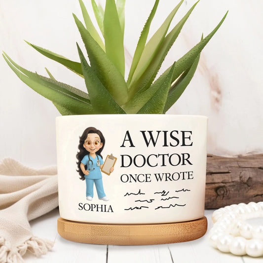 Personalized Doctor Plant Pot for Nurse with personalized design details for meaningful gifting