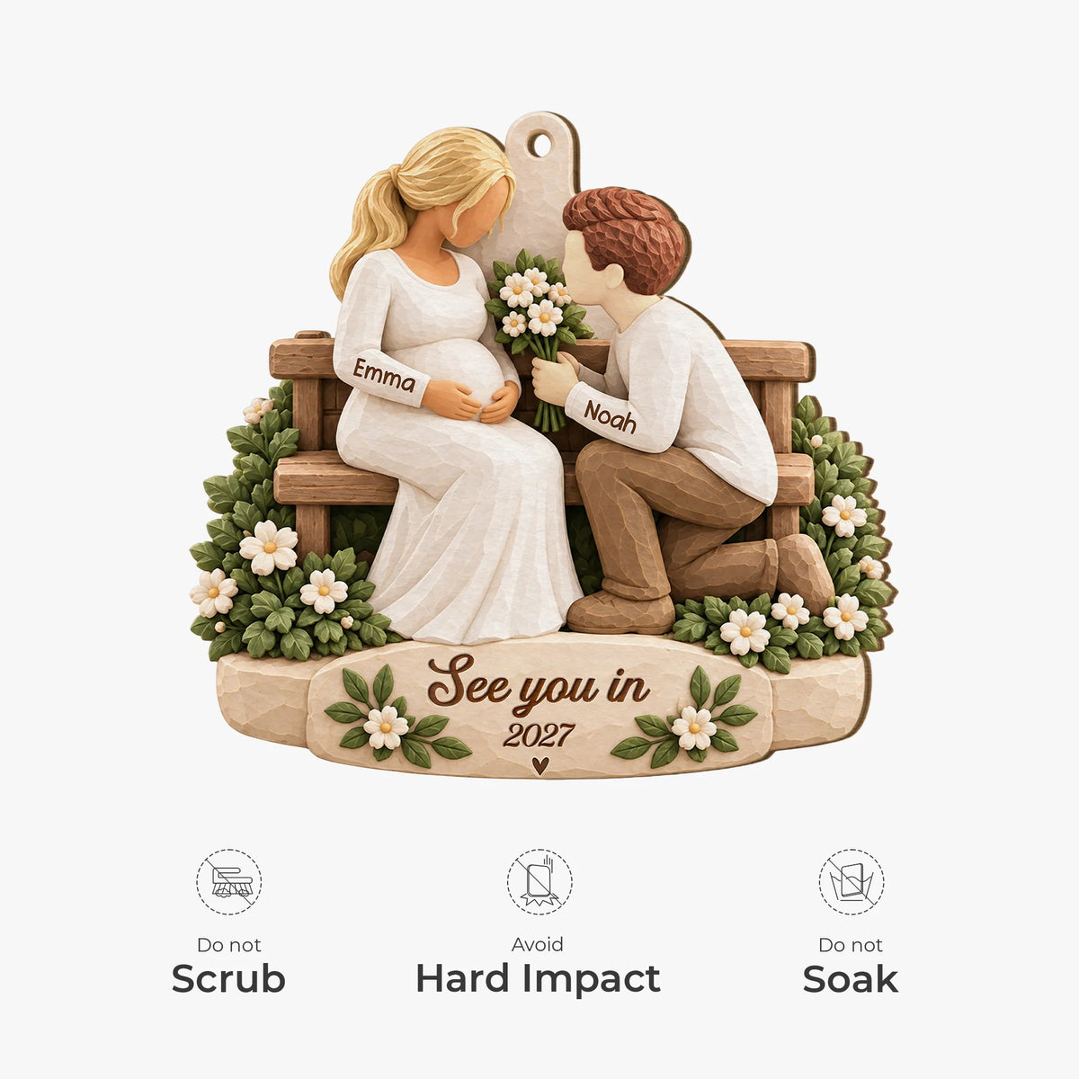 See You in 2027 Personalized Wooden Ornament - Expecting Parents Baby Keepsake Gift