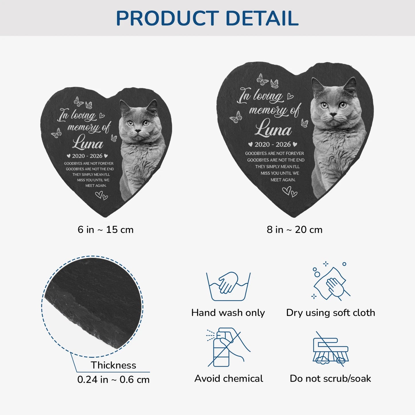 "Goodbyes Are Not Forever" Personalized Pet Memorial Stone - Custom Photo Gift for Dog Cat Lovers
