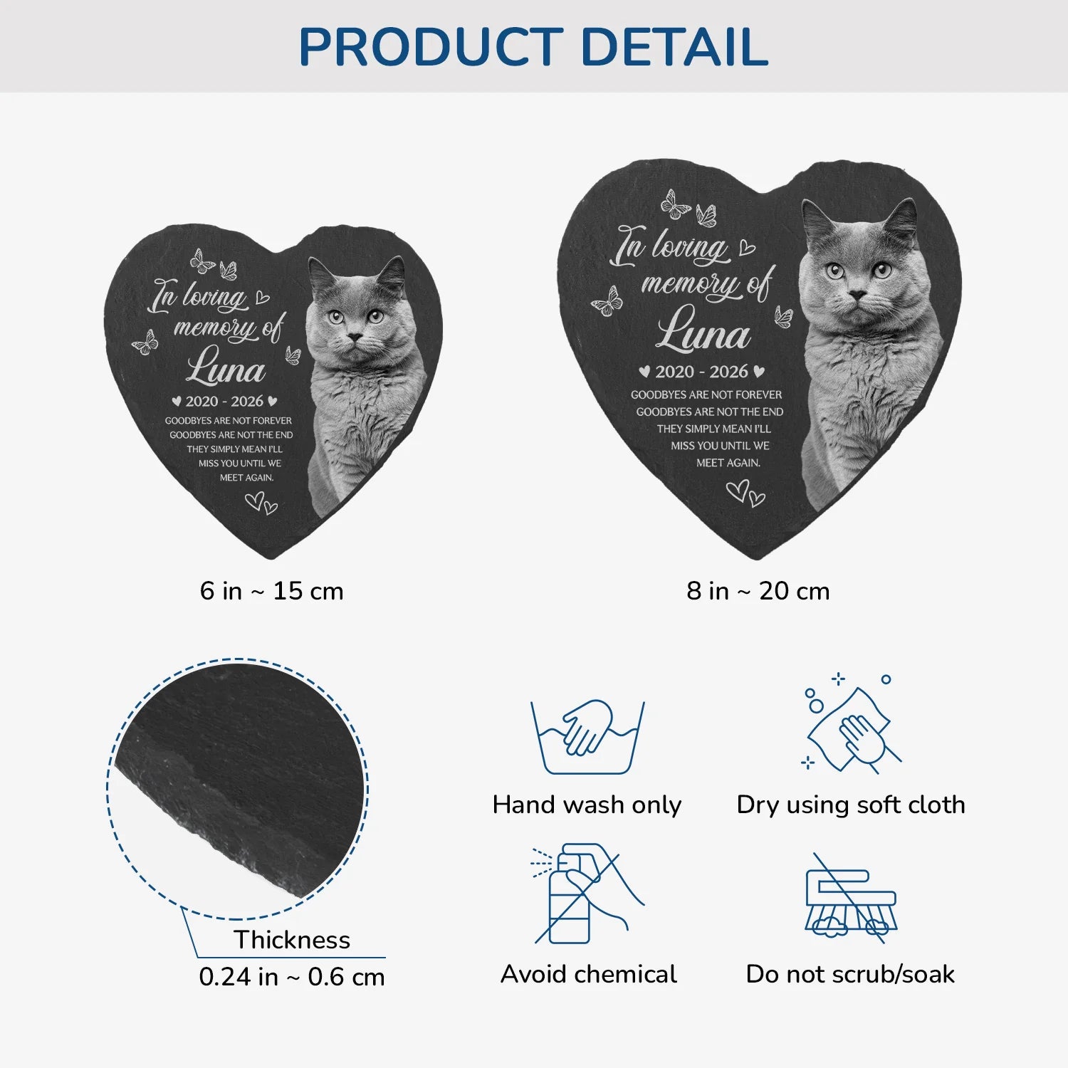 "Goodbyes Are Not Forever" Personalized Pet Memorial Stone - Custom Photo Gift for Dog Cat Lovers