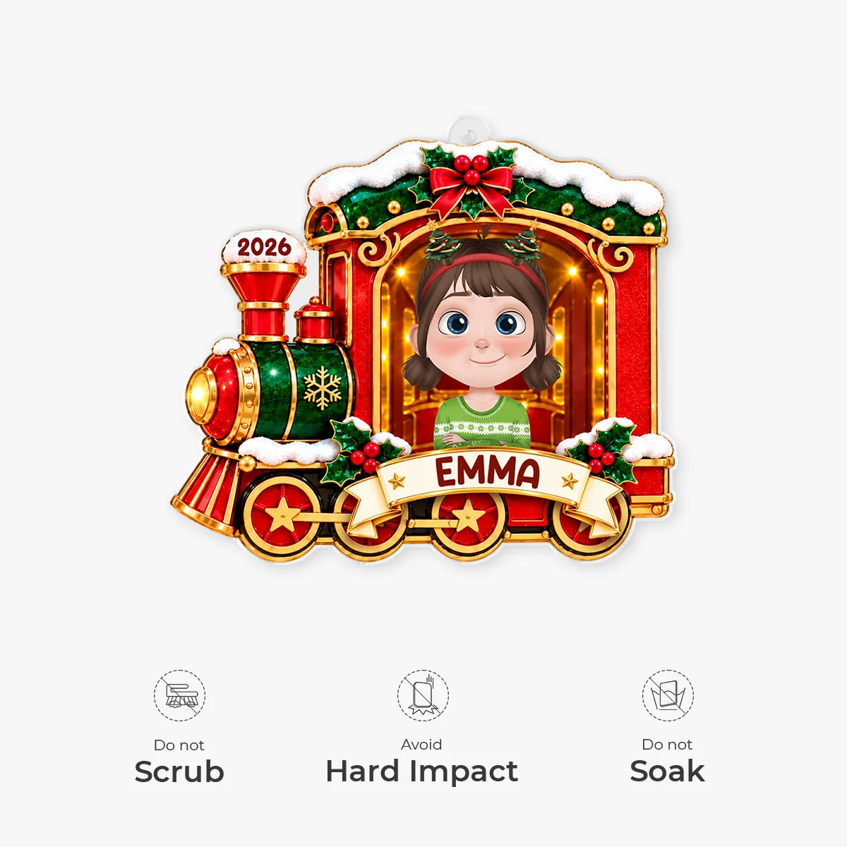 Festive Holiday Express Personalized Acrylic Ornament - Custom Christmas Train Gift for Kids