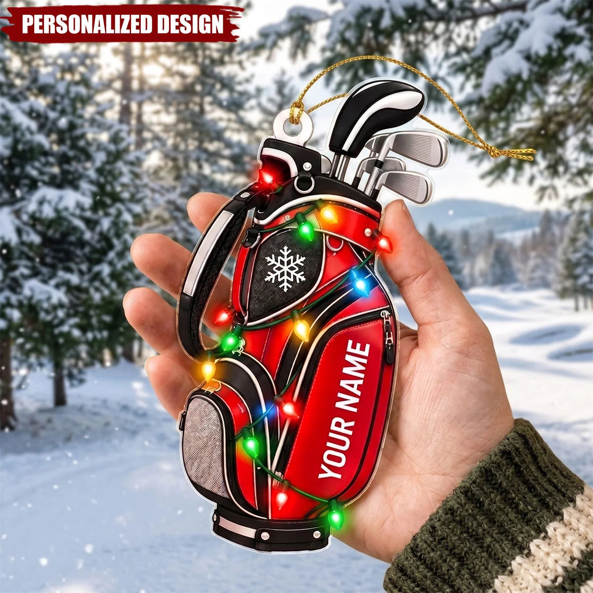 Custom Name Golf Bag Acrylic Ornament - Personalized Holiday Gift for Golfers