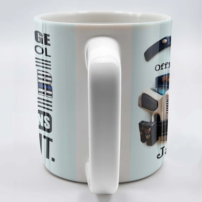 Custom police officer mug featuring a law enforcement uniform and thin blue line flag design for son image 8