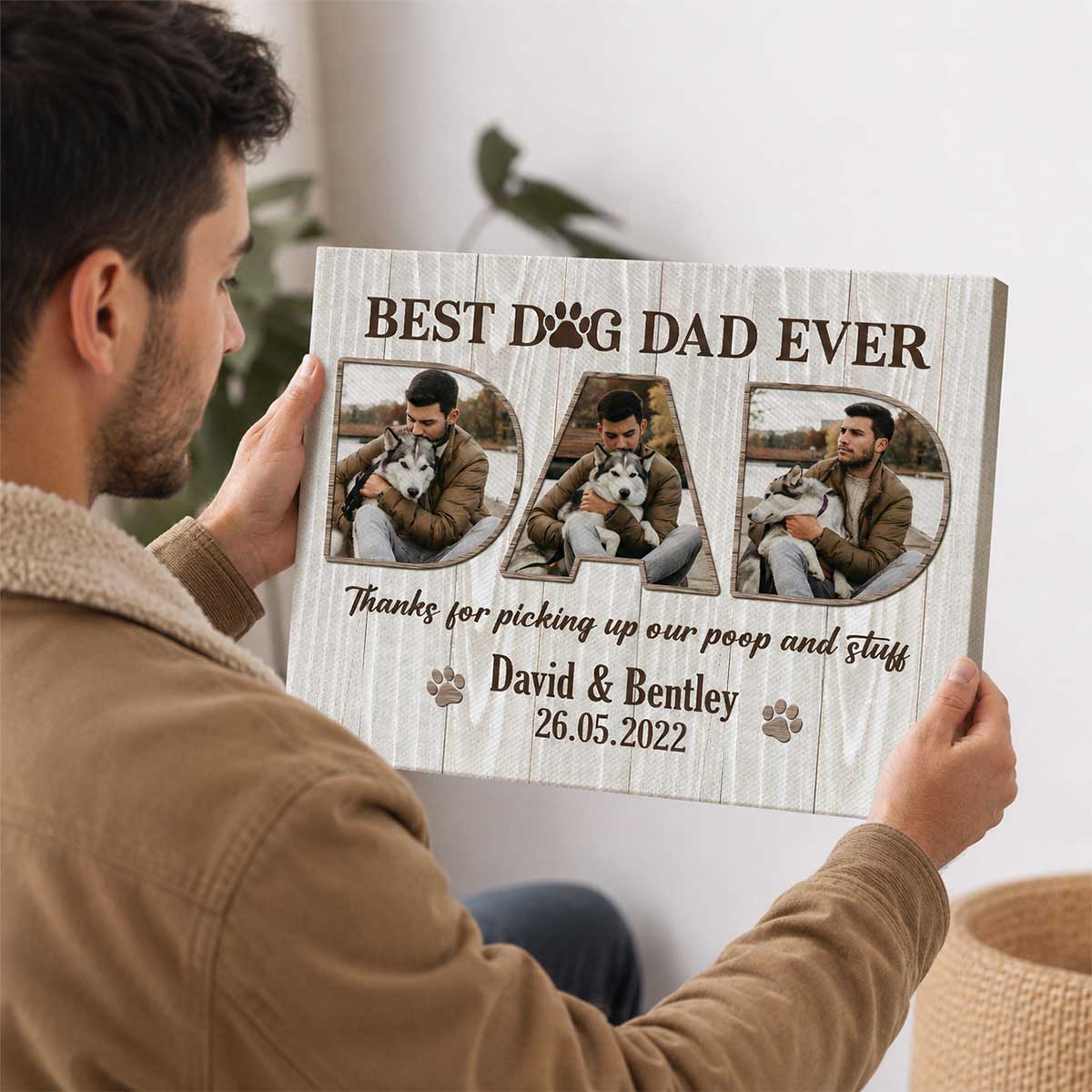 Custom Dog Dad Wall Art personalization view for Dad