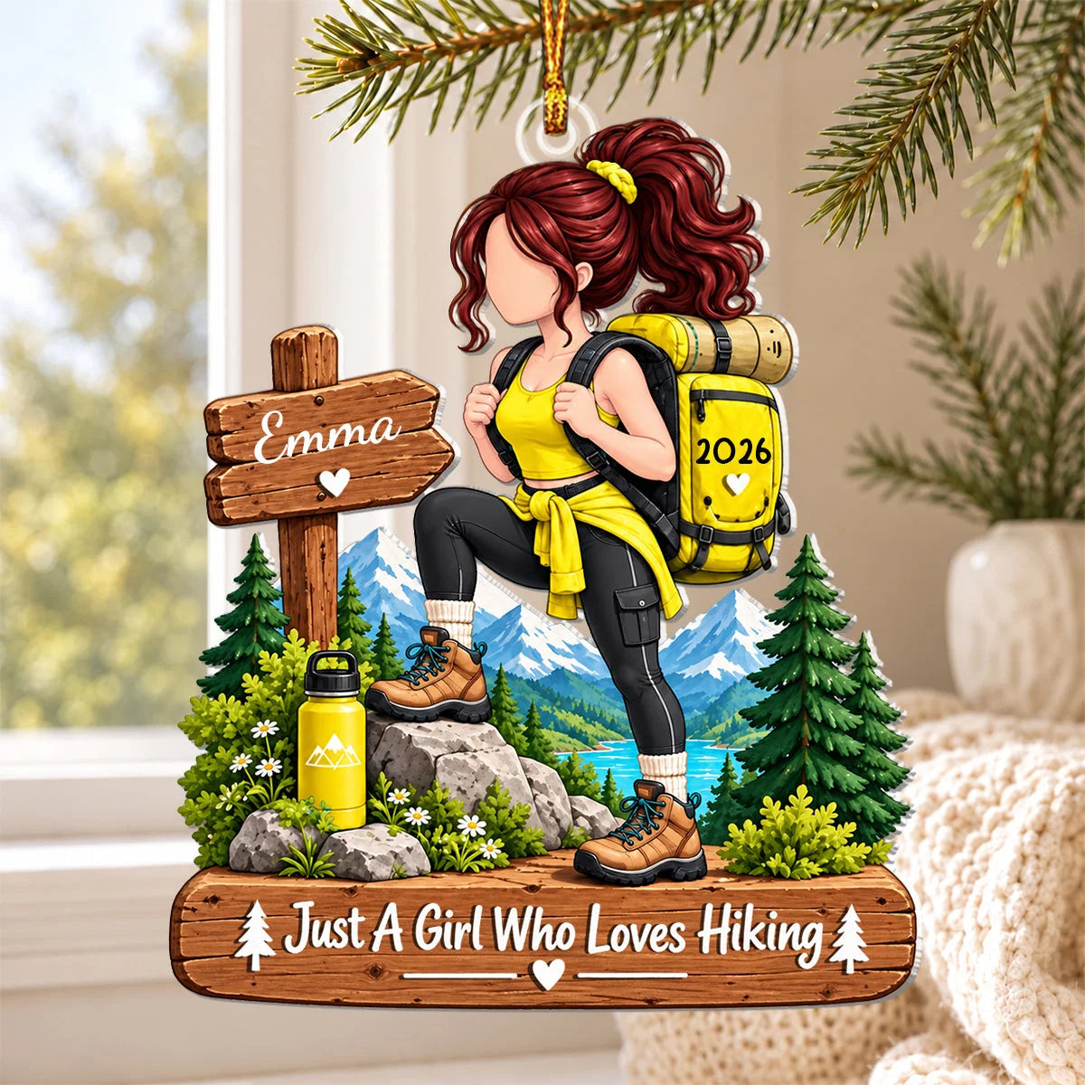 Just A Girl Who Loves Hiking Personalized Ornament - Custom Outdoor Keepsake Gift