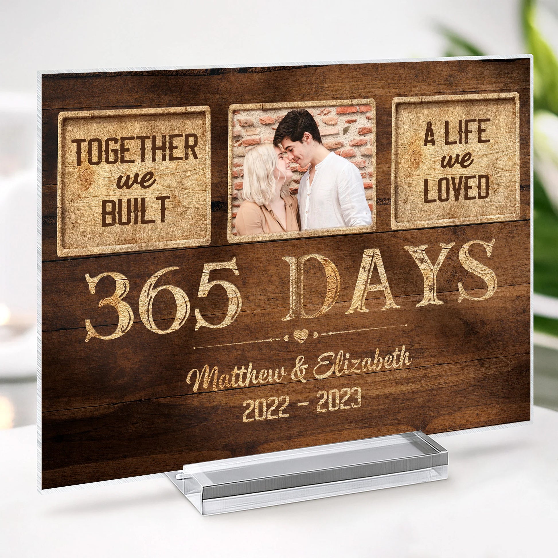 Custom Couples Anniversary Acrylic Plaque personalization view for Wife
