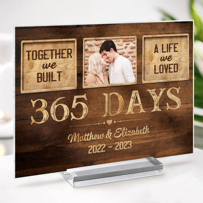 Custom Couples Anniversary Acrylic Plaque personalization view for Wife