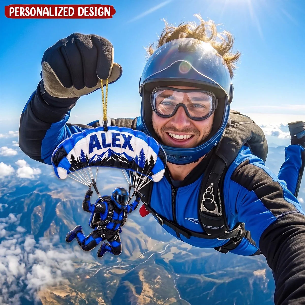 Personalized Skydiving Ornament - Custom Name Parachute Acrylic Christmas Keepsake Gift