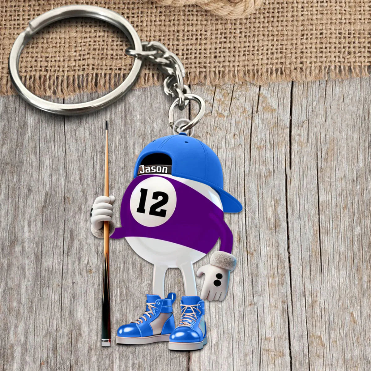 Personalized Name Billiard Keychain - Custom Pool Ball Gift for Billiard Lovers