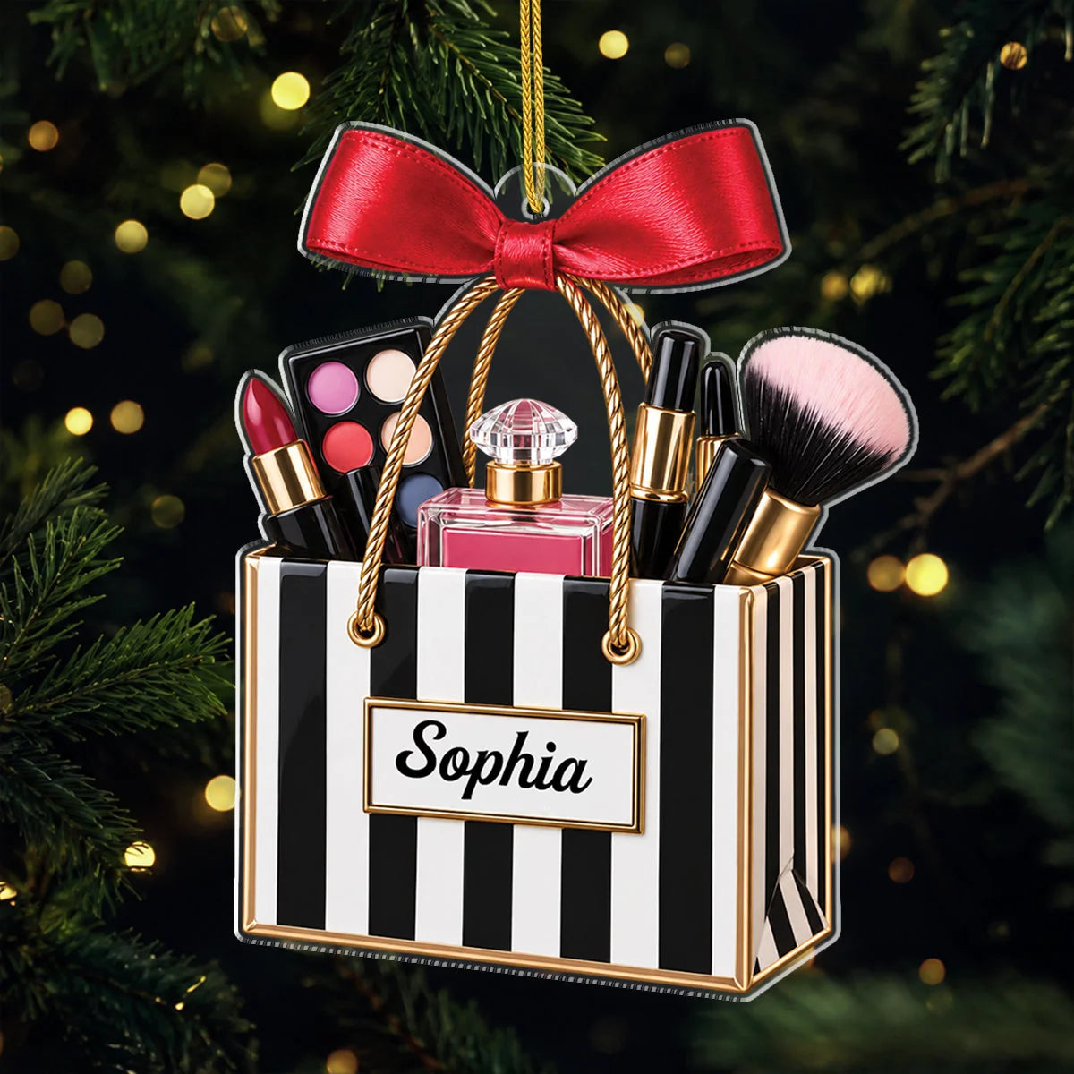 Personalized Makeup Bag Acrylic Ornament - Custom Christmas Keepsake Gift for Her