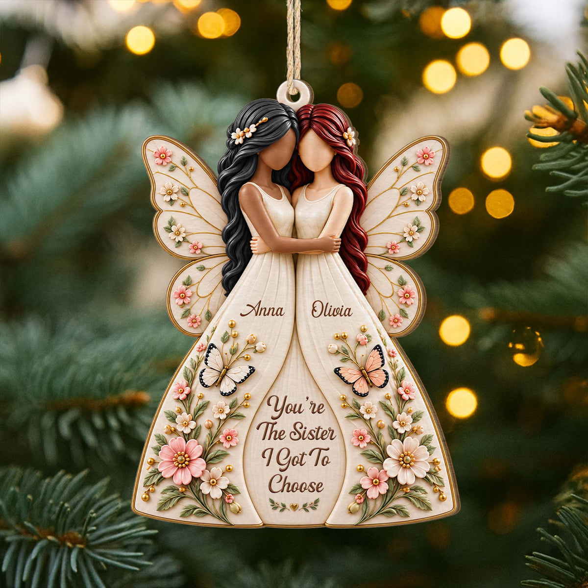 "You're The Sister I Got To Choose" Personalized Wooden Ornament - Friendship Christmas Keepsake Gift for Best Friends